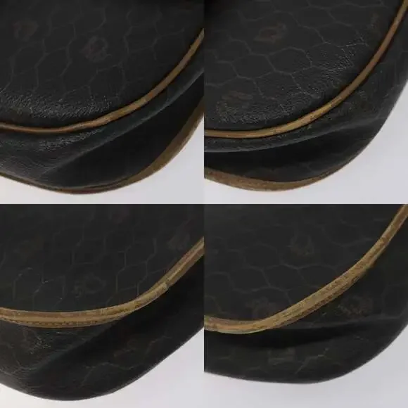 DIOR Honeycomb Canvas Shoulder Bag Pvc Black Brown Gold